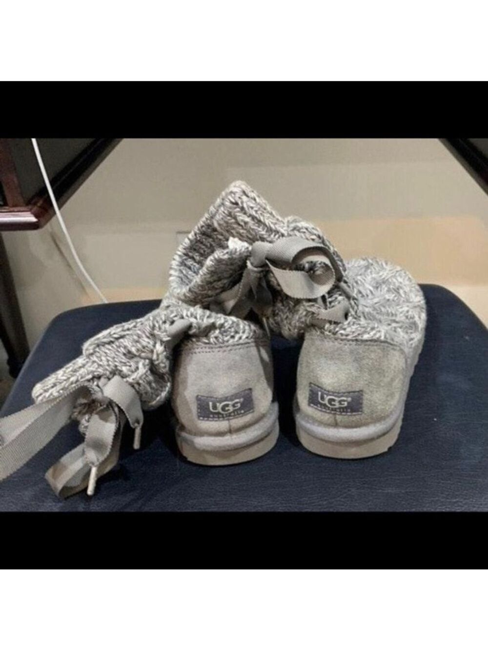 UGG Isla Gray Cable Knit Boots - Picture 4 of 7